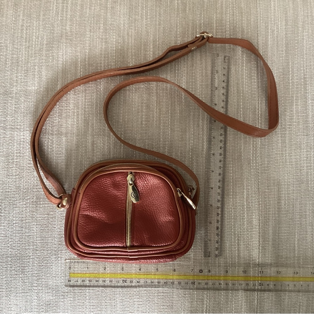 Valentina Terracotta Leather Crossbody Bag with Gold Accents